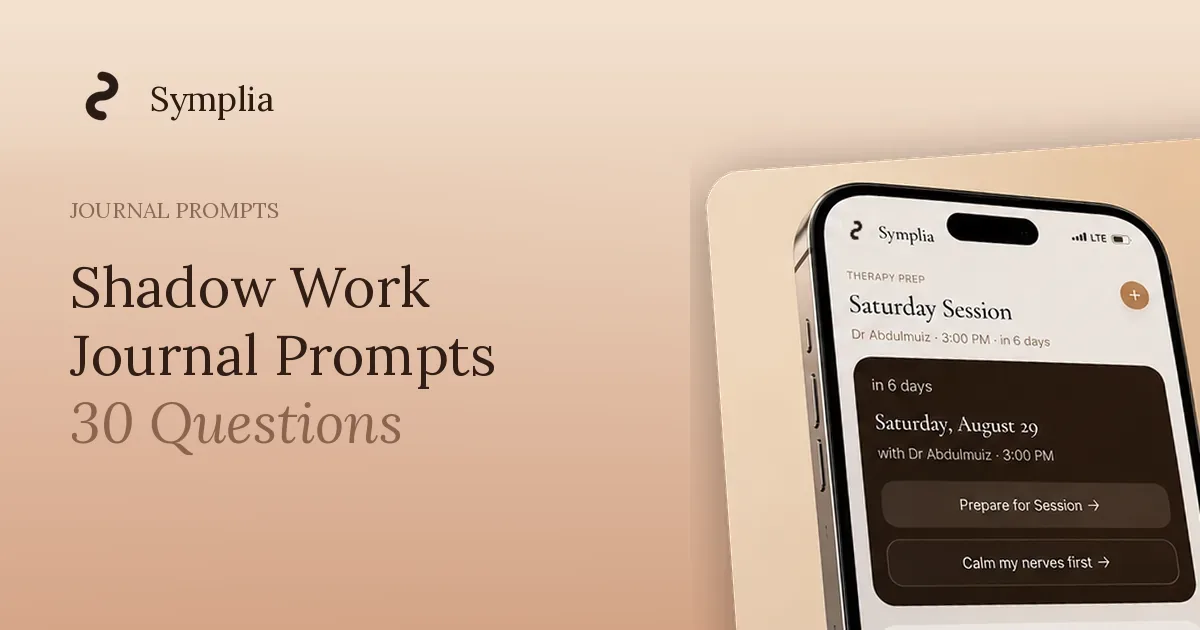Symplia blog cover: Shadow Work Journal Prompts: 30 Questions