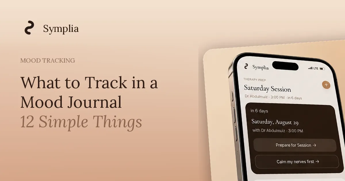 Symplia blog cover: What to Track in a Mood Journal: 12 Simple Things